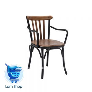 صندلی دسته دار فلزی برسو باکف و پشت اتصال چوبی N608W نظری